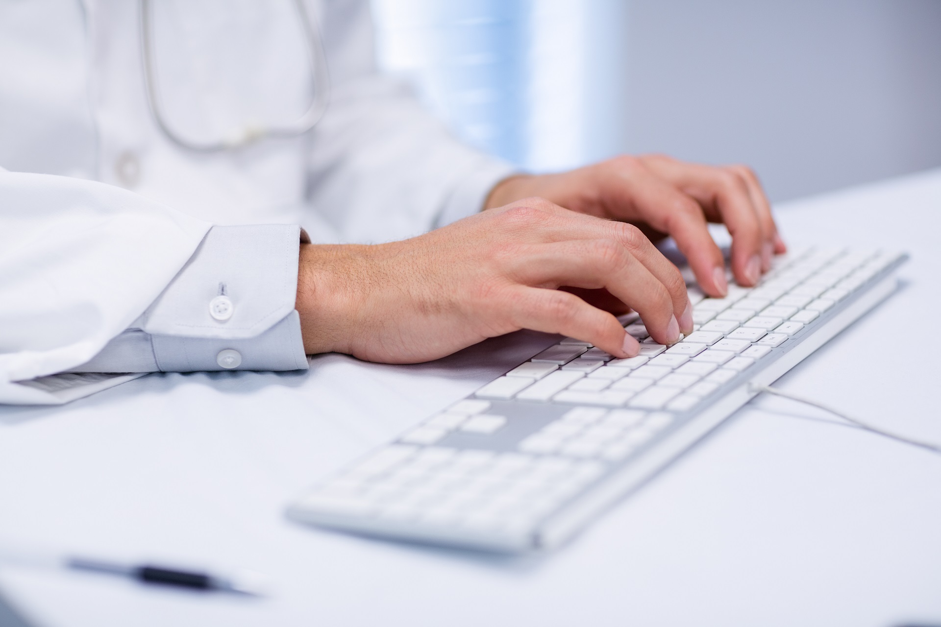 Physical therapist conducting medical record documentation